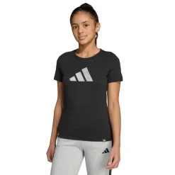 T-shirt nera da Bambina con logo adidas JG GLAM T