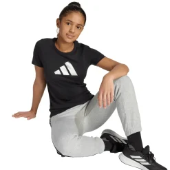 T-shirt nera da Bambina con logo adidas JG GLAM T