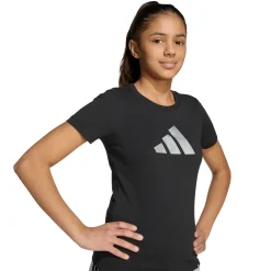T-shirt nera da Bambina con logo adidas JG GLAM T