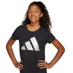 T-shirt nera da Bambina JG GLAM a maniche corte con logo adidas