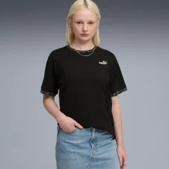 T-shirt nera da Donna con dettagli animalier ESS GRAPHIC Puma