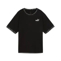 T-shirt nera da Donna con dettagli animalier ESS GRAPHIC Puma
