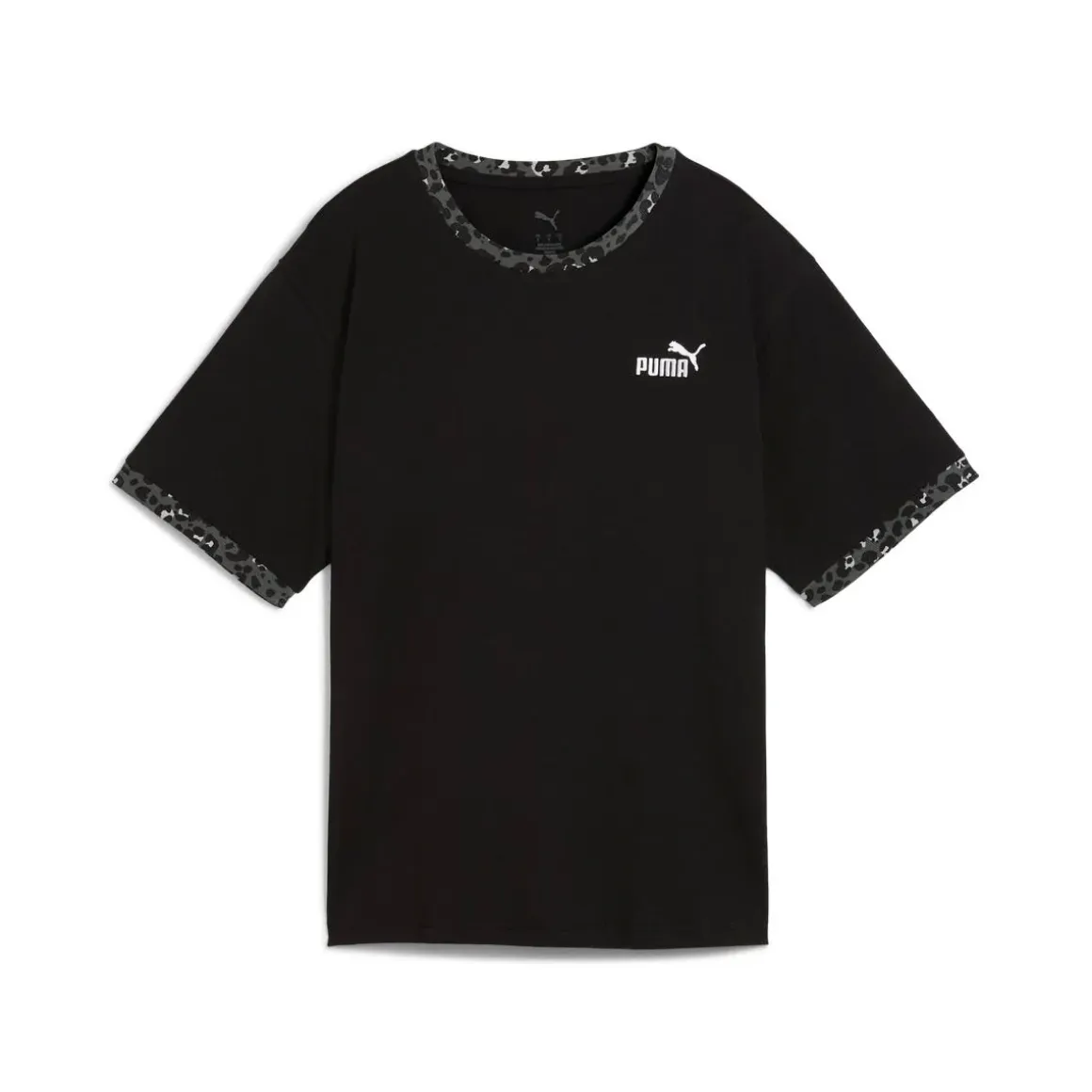 T-shirt nera da Donna con dettagli animalier ESS GRAPHIC Puma