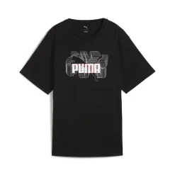 T-shirt nera da Donna con logo frontale in contrasto Puma