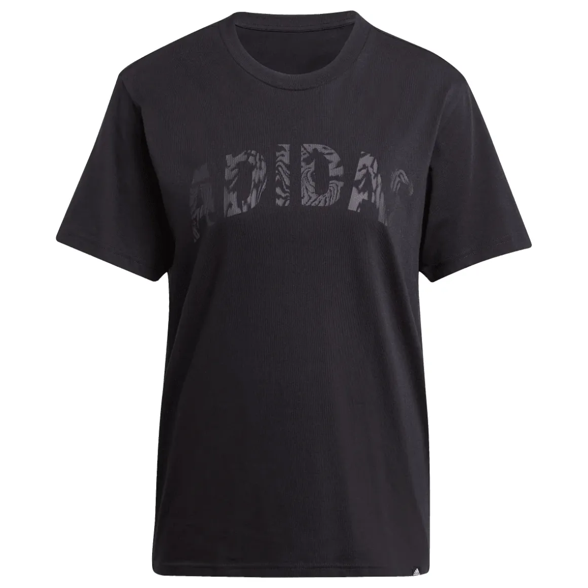 T-shirt nera da Donna con logo frontale stampato in tono adidas