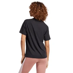 T-shirt nera da Donna con logo frontale stampato in tono adidas