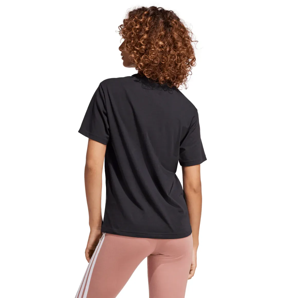 T-shirt nera da Donna con logo frontale stampato in tono adidas