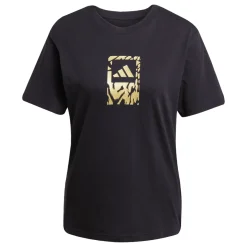 T-shirt nera da Donna con logo oro stampato adidas