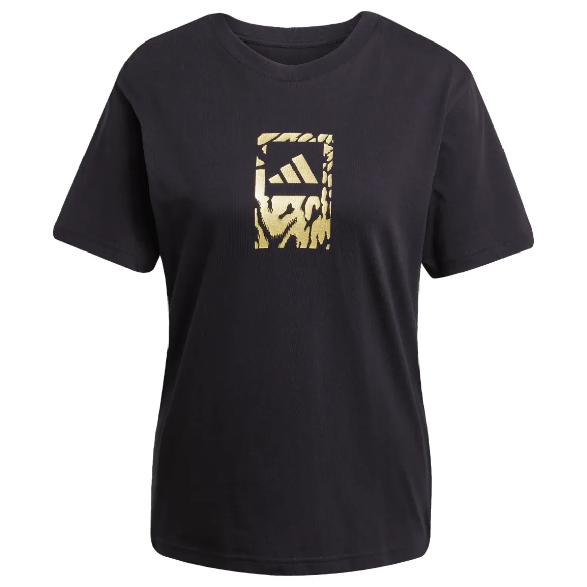 T-shirt nera da Donna con logo oro stampato adidas