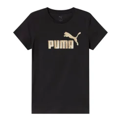 T-shirt nera da Donna con logo oro frontale ESS+ Puma
