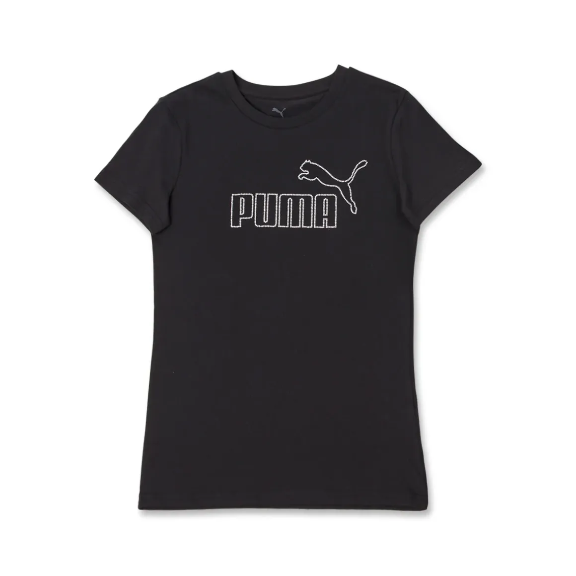T-shirt Nera da Donna girocollo con logo in strass Puma
