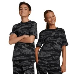 T-shirt nera da Ragazzo con stampa mimetica adidas