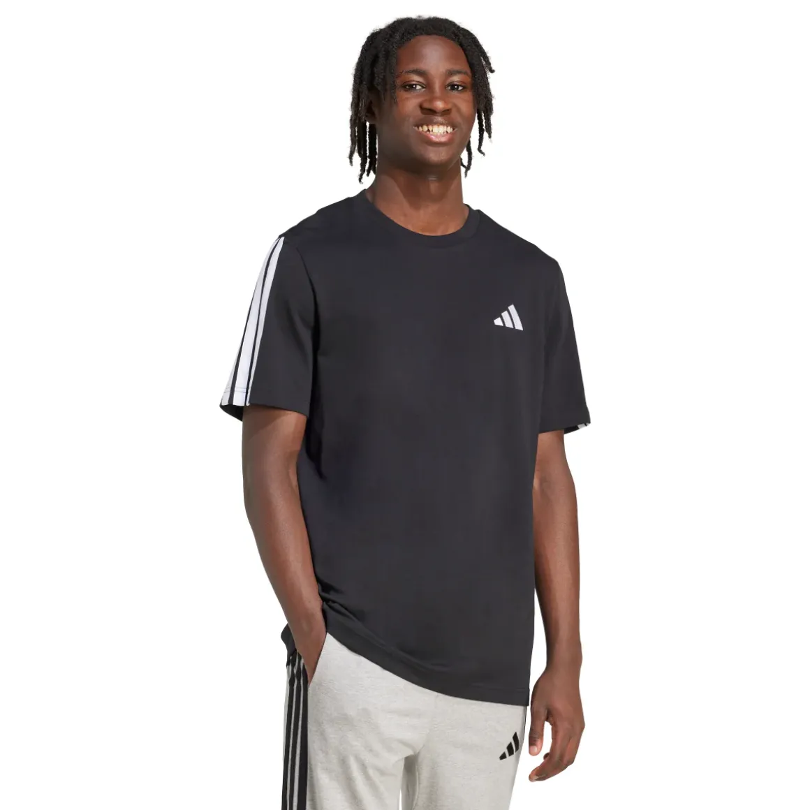 T-shirt nera da Uomo adidas con 3 strisce M 3S SJ T