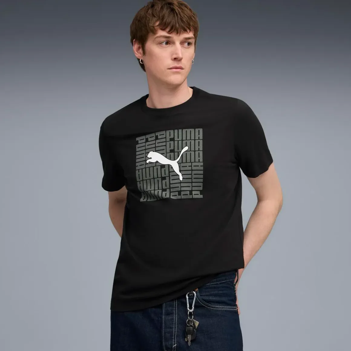 T-shirt nera da Uomo con logo Box Tee Puma