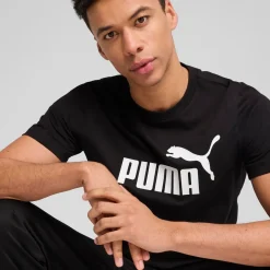 T-shirt nera da Uomo con logo frontale ESS No. 1 Puma