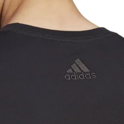 T-shirt nera da uomo Essentials Single Jersey Linear Embroidered Logo adidas