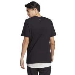 T-shirt nera da uomo Essentials Single Jersey Linear Embroidered Logo adidas