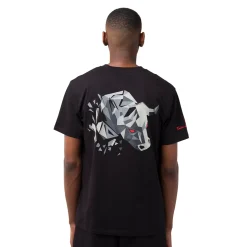 T-shirt nera da uomo in cotone con stampa toro 3D sul retro Tonino Lamborghini
