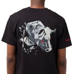 T-shirt nera da uomo in cotone con stampa toro 3D sul retro Tonino Lamborghini
