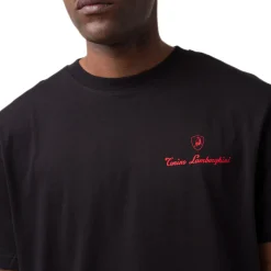 T-shirt nera da uomo in cotone con stampa toro 3D sul retro Tonino Lamborghini