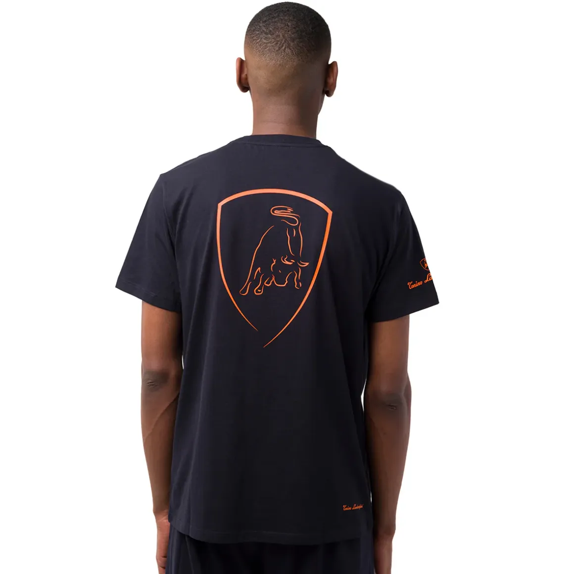 T-shirt nera da Uomo in cotone Tonino Lamborghini con logo