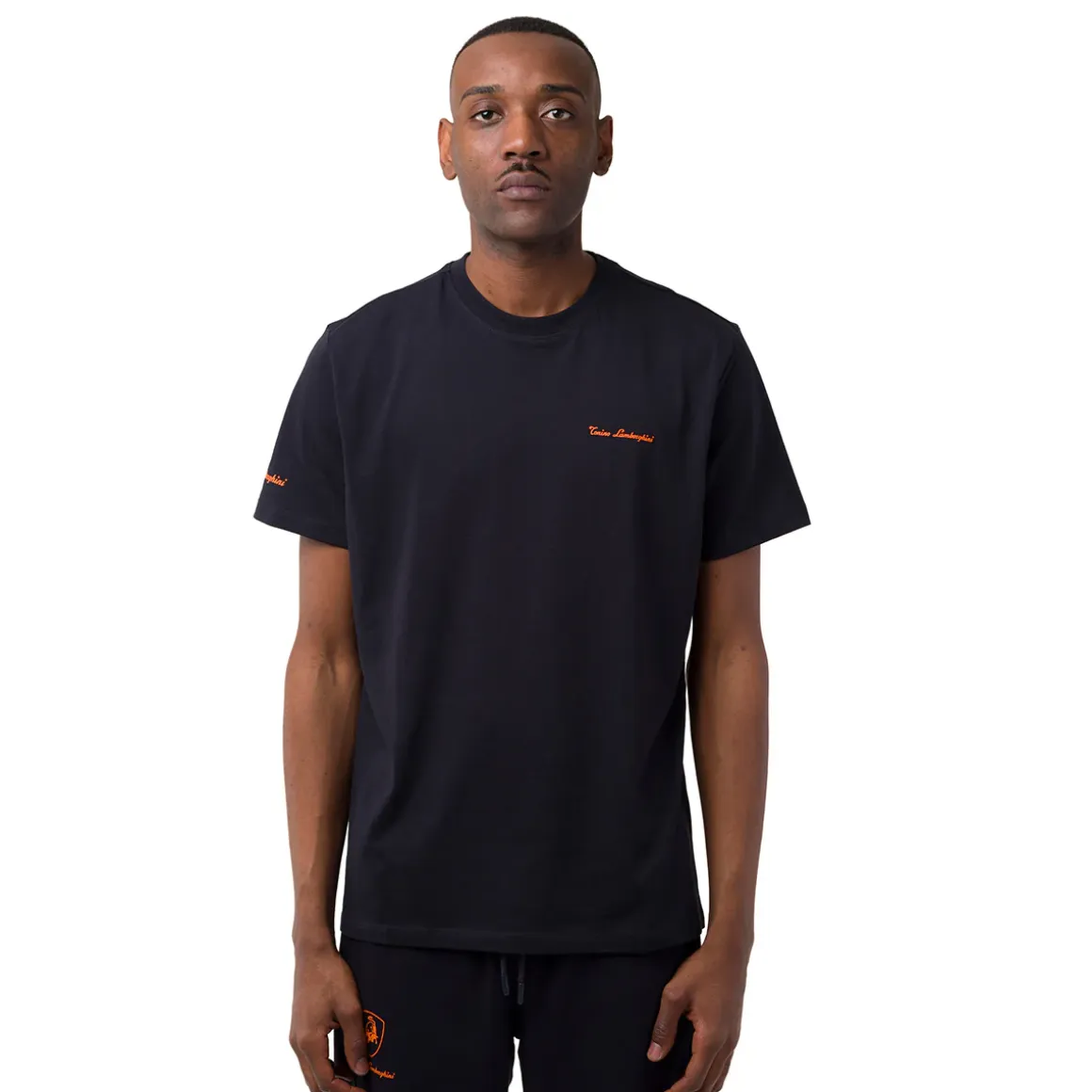 T-shirt nera da Uomo in cotone Tonino Lamborghini con logo