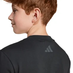 T-shirt nera in cotone da ragazzi con stampa Smile adidas