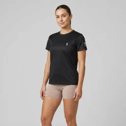 T-shirt nera sportiva da donna a manica corta GymRun