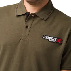 T-shirt polo da uomo verde militare Ducati Scrambler