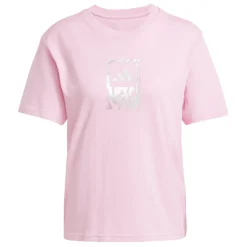 T-shirt rosa da Donna con logo frontale stampato adidas