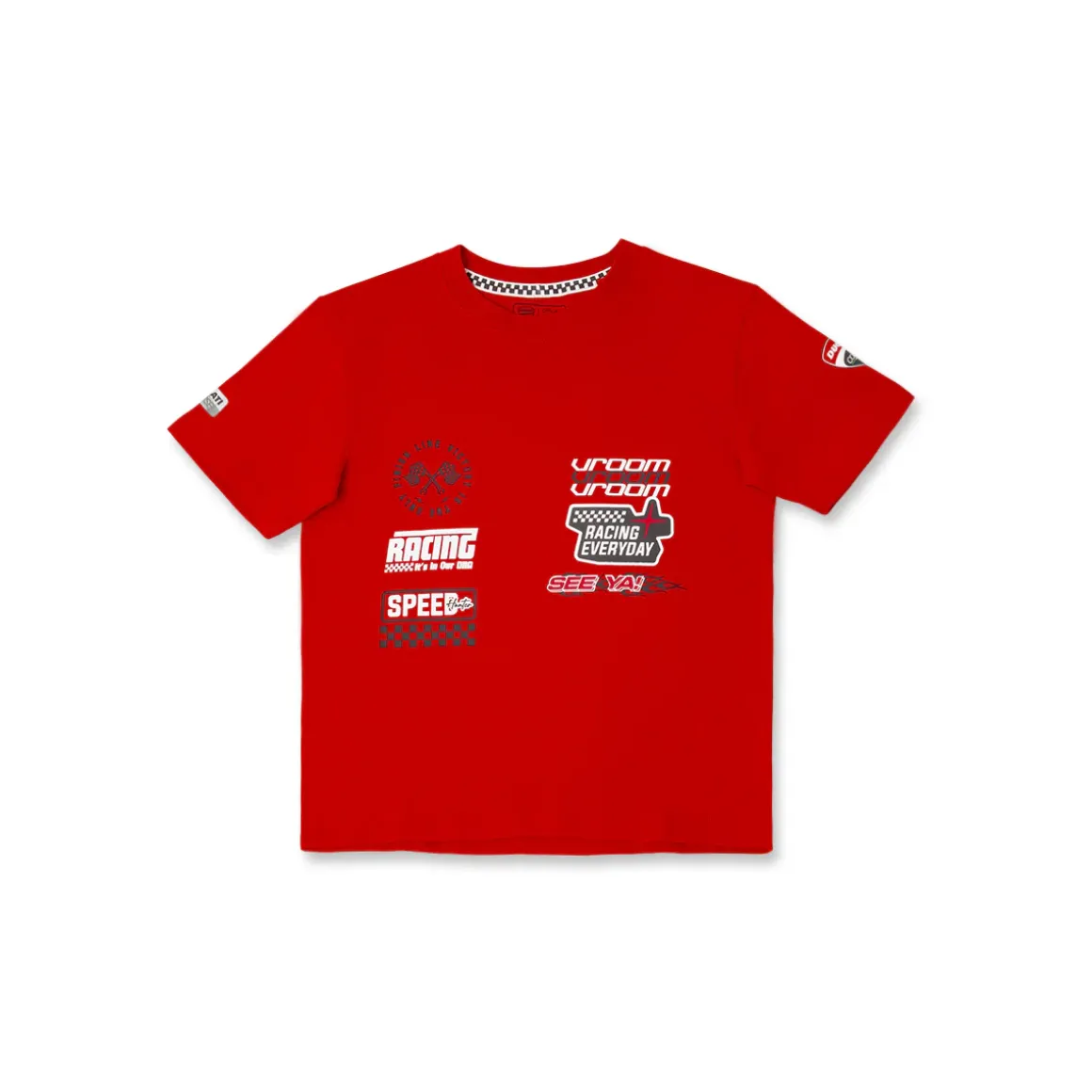 T-shirt Rossa da Bambino con grafiche a tema racing e logo Ducati