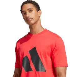T-shirt rossa da Uomo con logo frontale in contrasto adidas