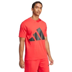 T-shirt rossa da Uomo con logo frontale in contrasto adidas