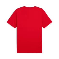 T-shirt rossa da Uomo in cotone con logo frontale in contrasto Puma