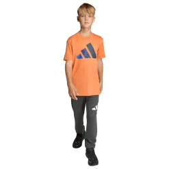 T-shirt sportiva arancione da Bambino con stampa logo frontale adidas