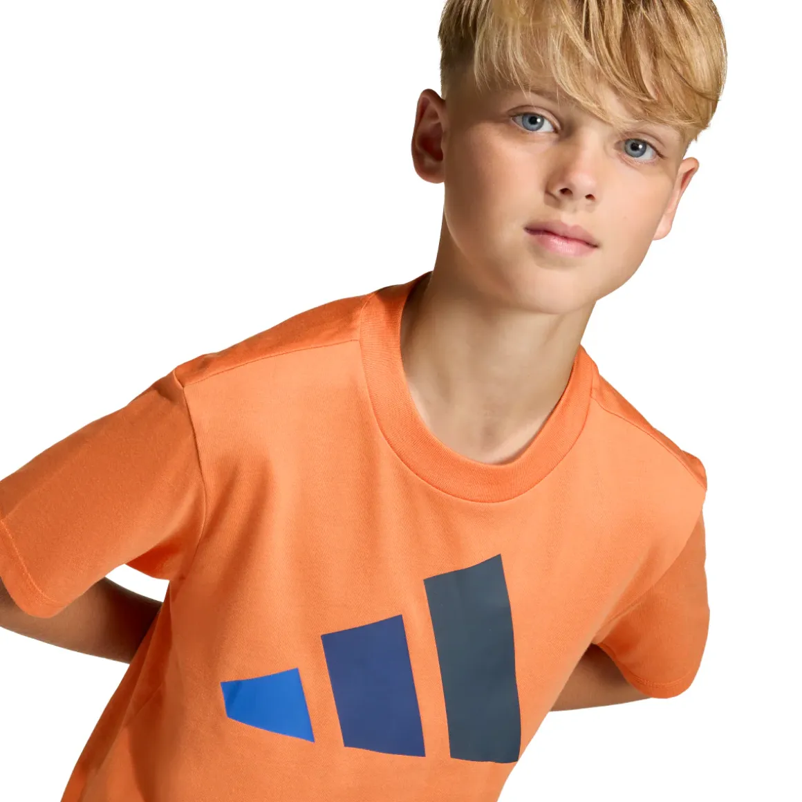 T-shirt sportiva arancione da Bambino con stampa logo frontale adidas