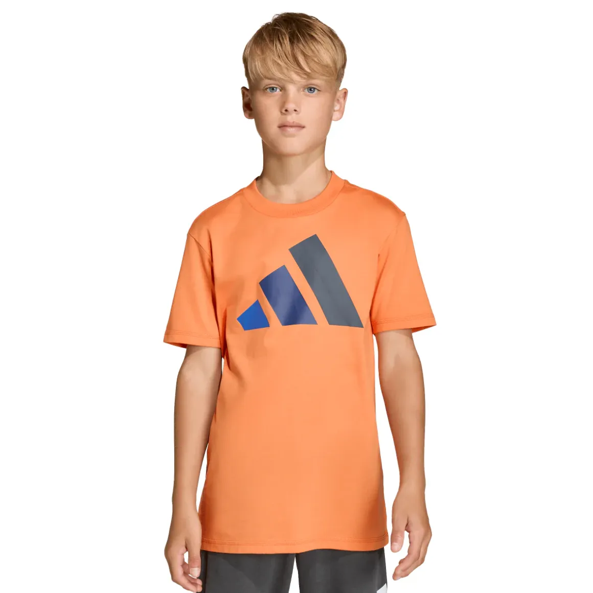 T-shirt sportiva arancione da Bambino con stampa logo frontale adidas