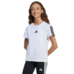 T-shirt sportiva Bianca Bambina con logo centrale e 3 strisce adidas