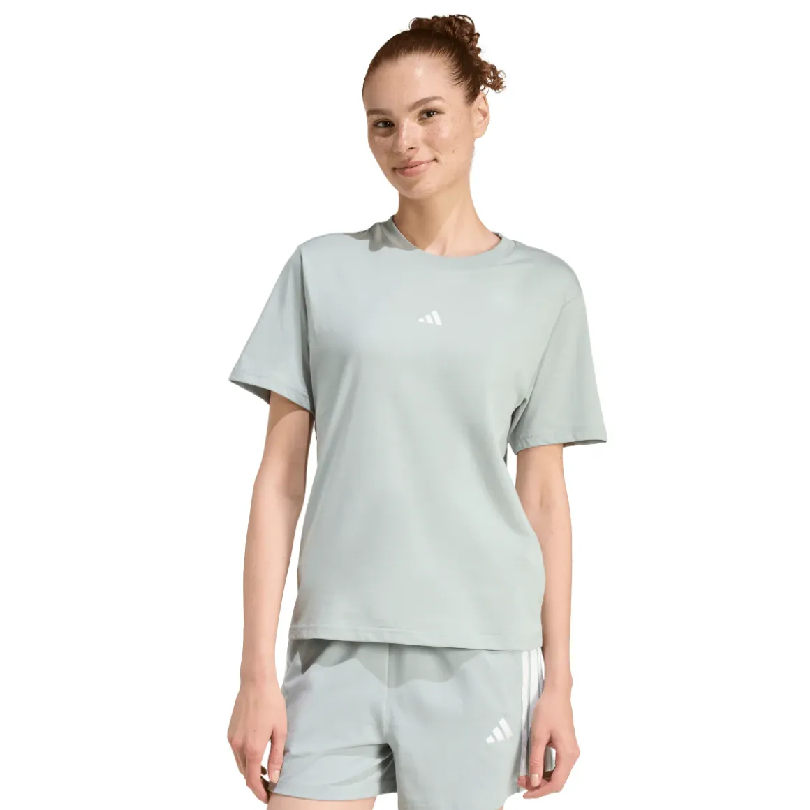 T-shirt sportiva da Donna verde acqua con logo adidas