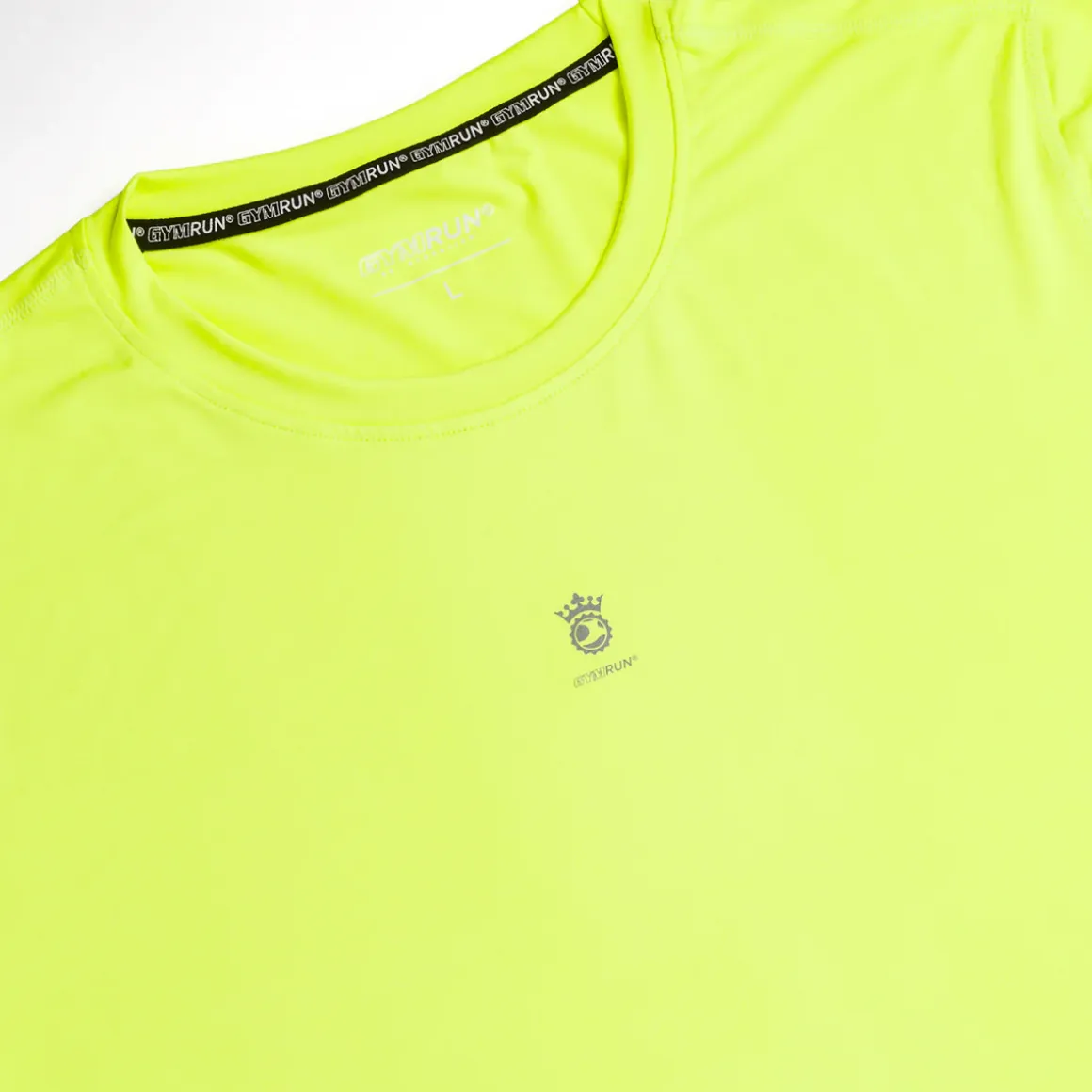 T-shirt sportiva da uomo giallo fluo con logo GymRun