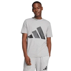 T-shirt sportiva da uomo grigia adidas con logo nero