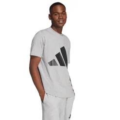 T-shirt sportiva da uomo grigia adidas con logo nero