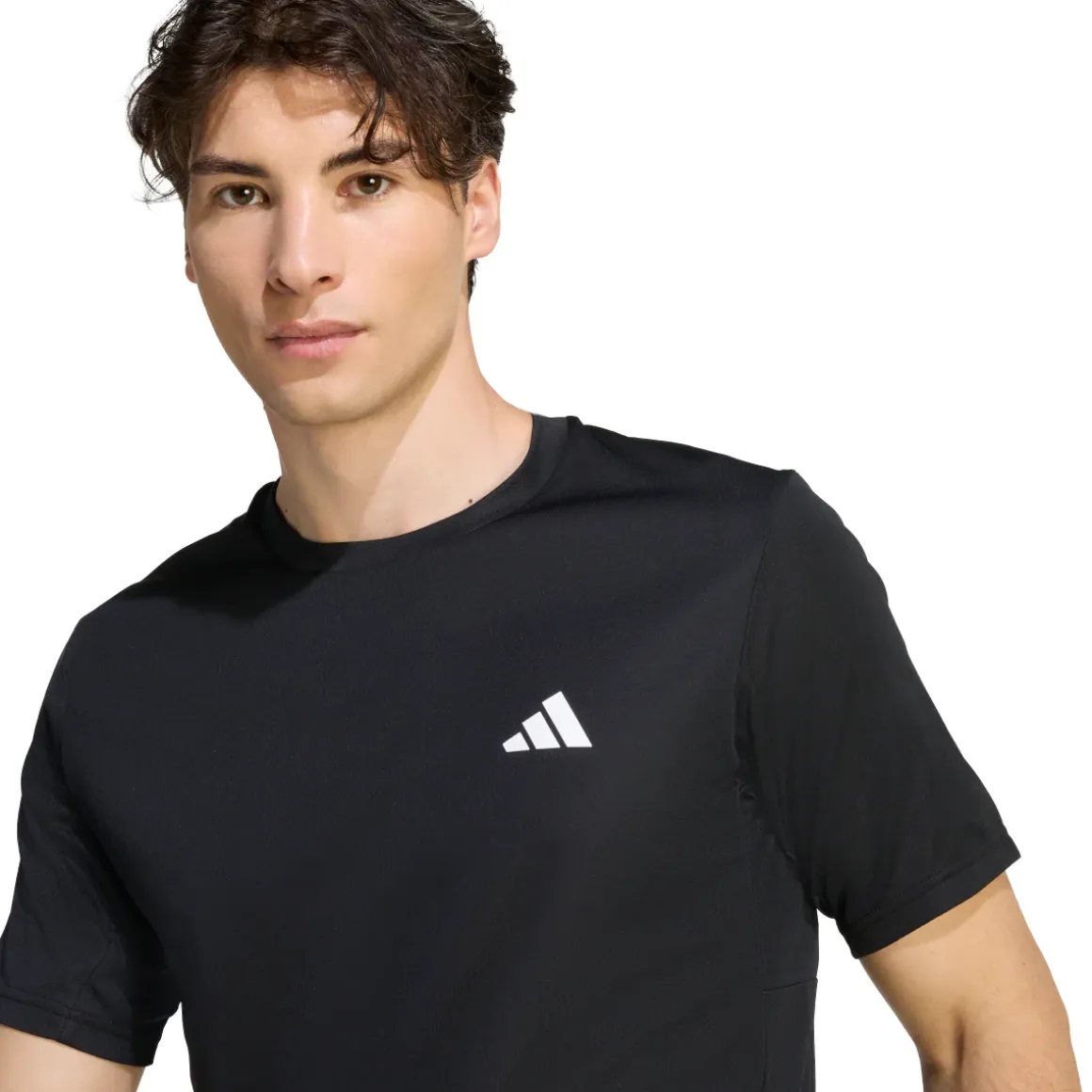T-shirt sportiva da uomo nera adidas ClimaCool con logo bianco