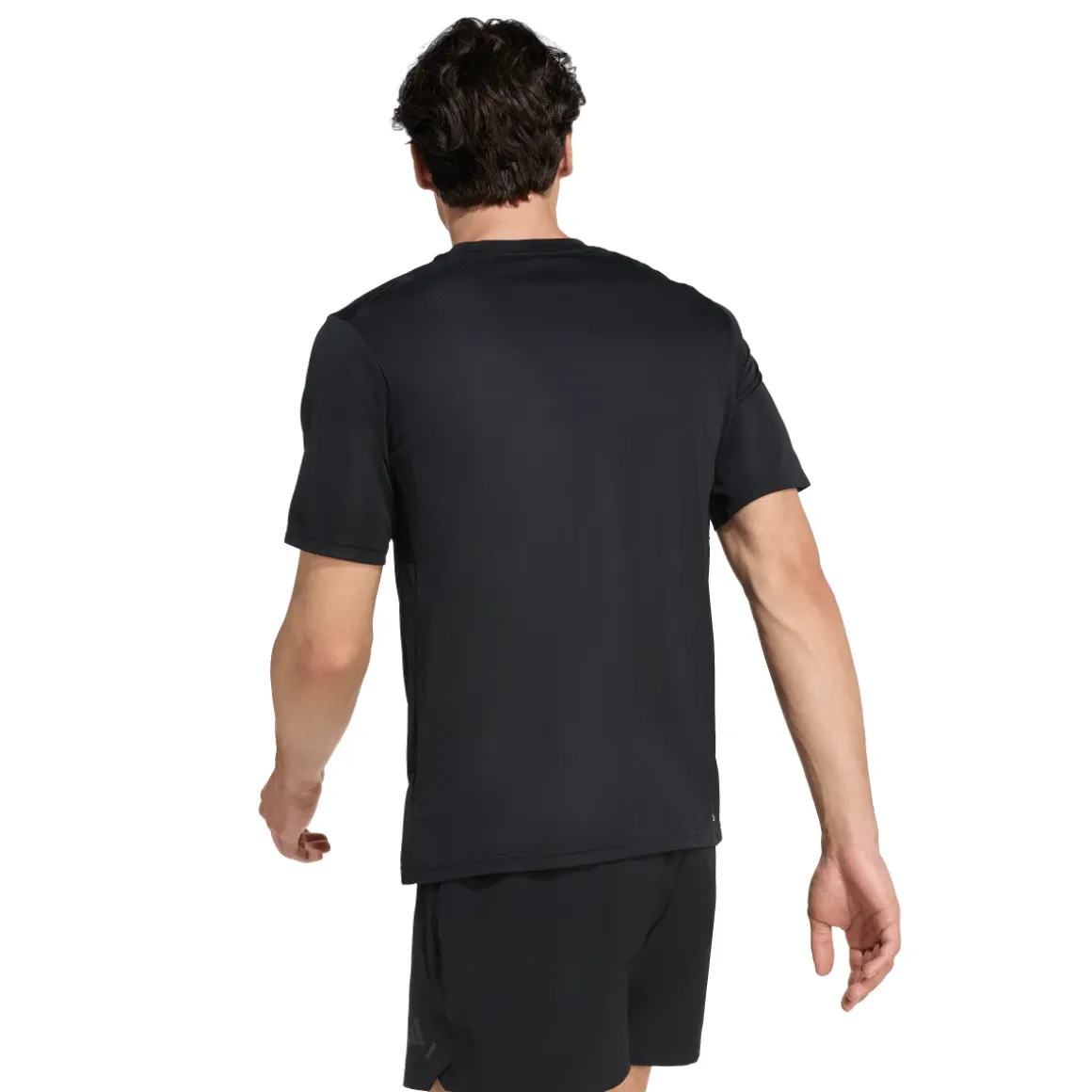 T-shirt sportiva da uomo nera adidas ClimaCool con logo bianco