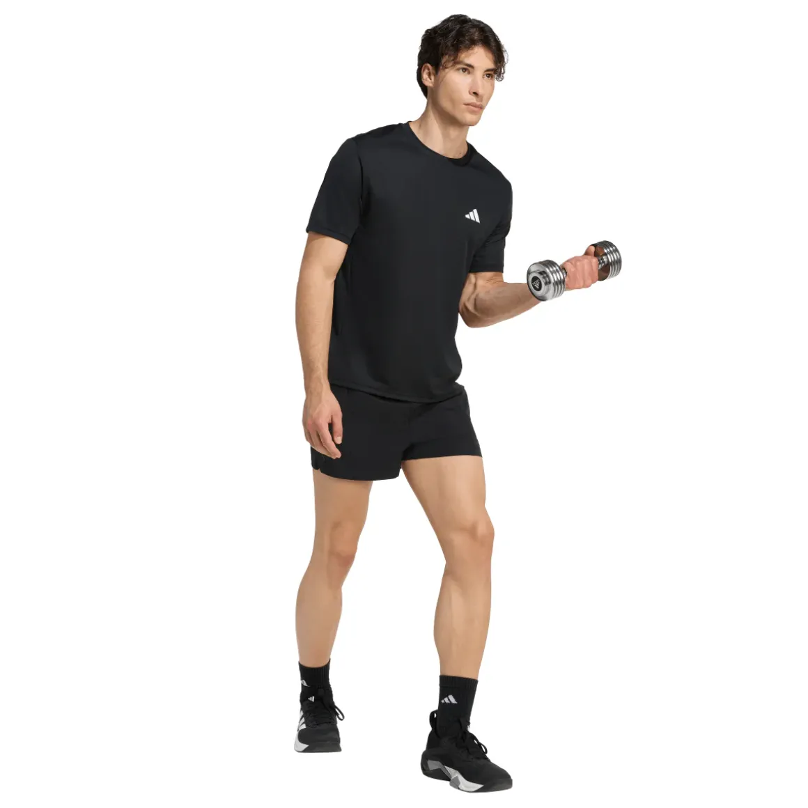 T-shirt sportiva da uomo nera adidas ClimaCool con logo bianco