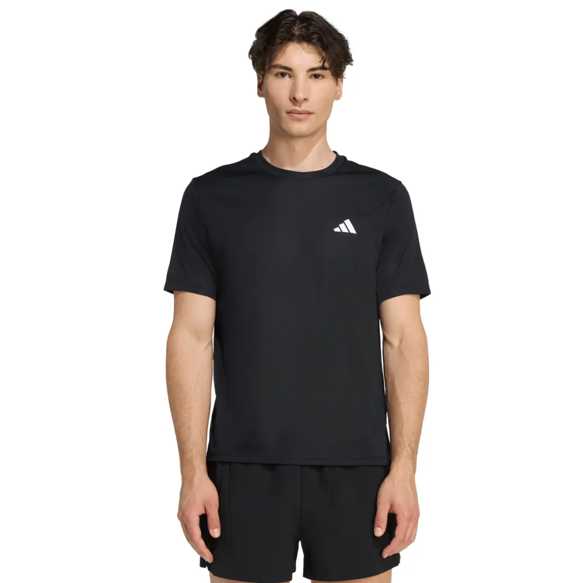T-shirt sportiva da uomo nera adidas ClimaCool con logo bianco