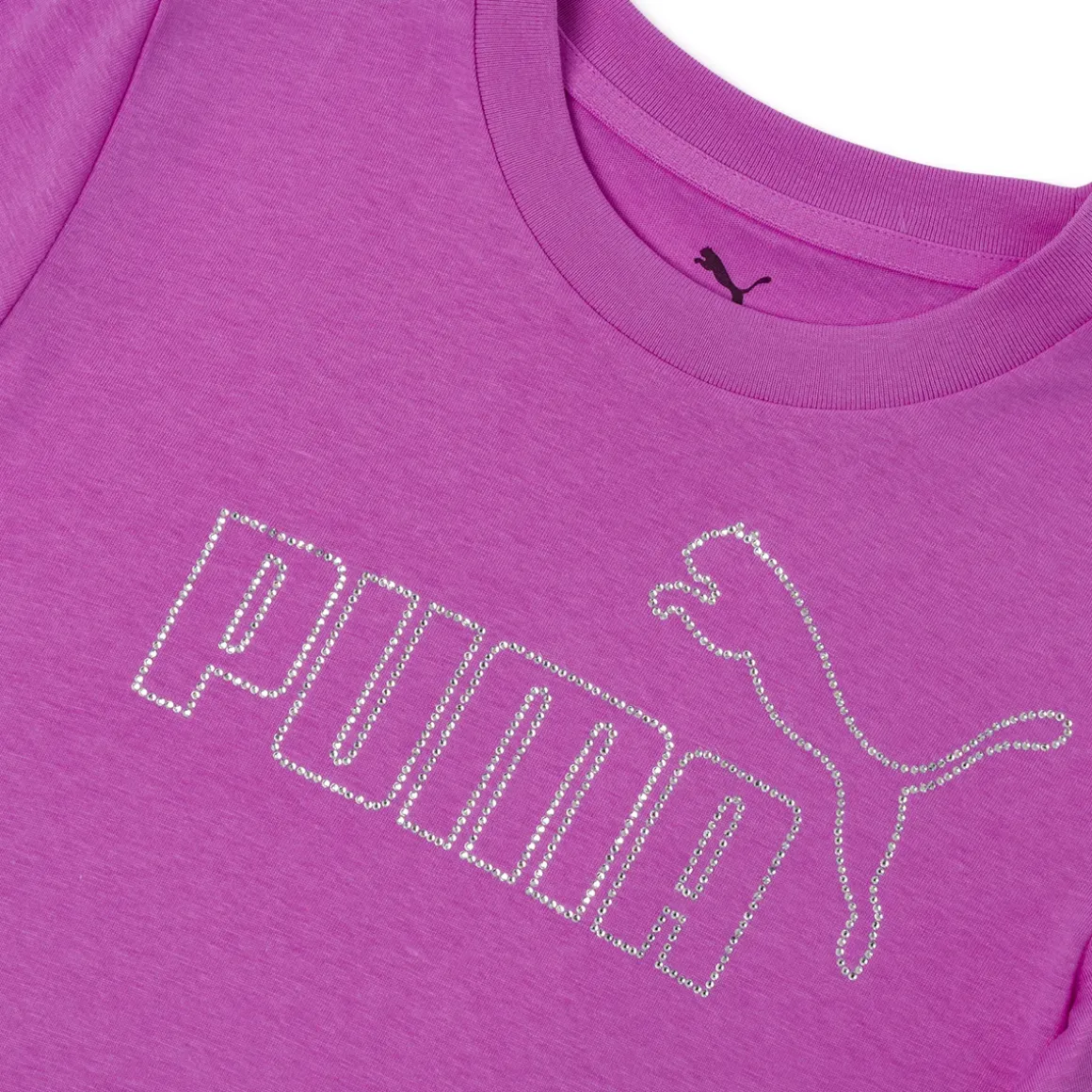 T-shirt sportiva Fucsia da Bambina con logo frontale in strass Puma