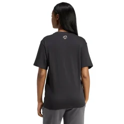 T-shirt sportiva nera da Donna con logo leopardato a contrasto adidas