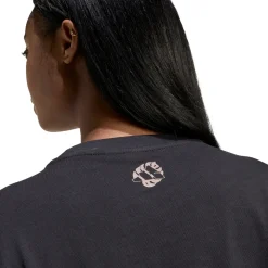 T-shirt sportiva nera da Donna con logo leopardato a contrasto adidas