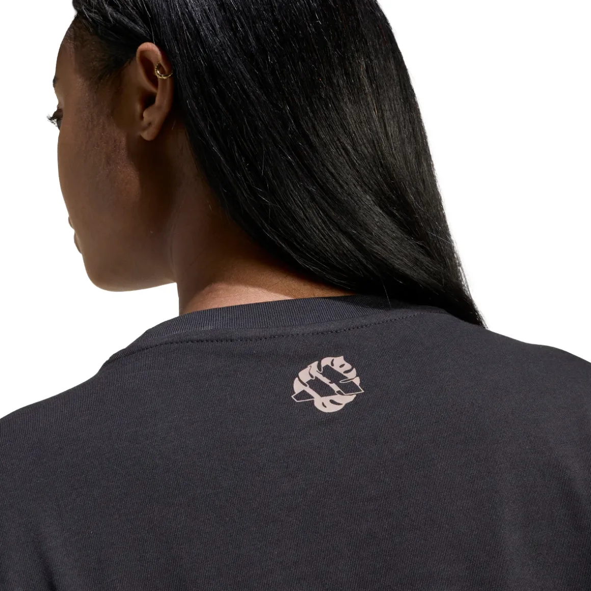 T-shirt sportiva nera da Donna con logo leopardato a contrasto adidas